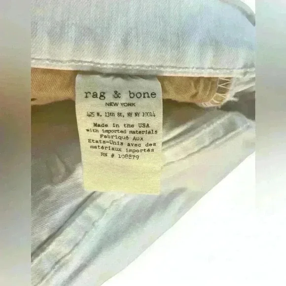 Rag & Bone Skinny White Denim size 28” Prod: W1502M595BLA Skinny